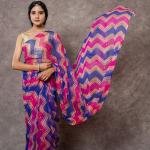 Magenta & Blue Shaded Lehariya Saree | Sequin Work | Jaipurio Designer Collection